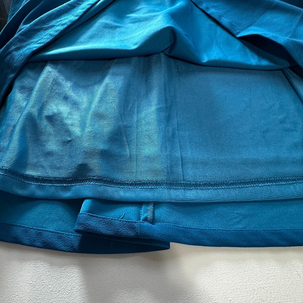 Fit & Flare Womens Dress Medium Blue Royal Black Lining See Thru Front Back Zip - Picture 11 of 11
